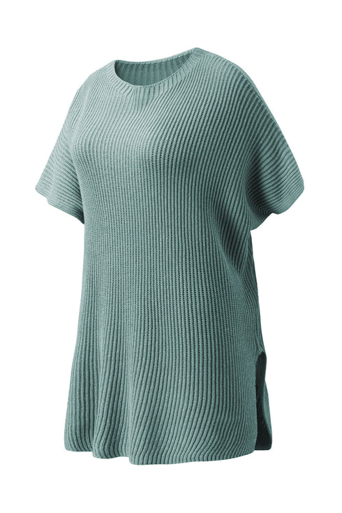 Relaxed Dolman Sleeve Ribbed Knit Pullover Sweater