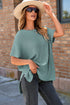 Relaxed Dolman Sleeve Ribbed Knit Pullover Sweater