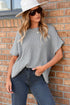 Relaxed Dolman Sleeve Ribbed Knit Pullover Sweater