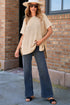 Relaxed Dolman Sleeve Ribbed Knit Pullover Sweater