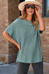Relaxed Dolman Sleeve Ribbed Knit Pullover Sweater