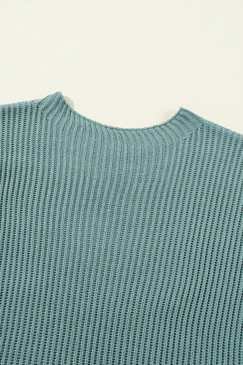 Relaxed Dolman Sleeve Ribbed Knit Pullover Sweater