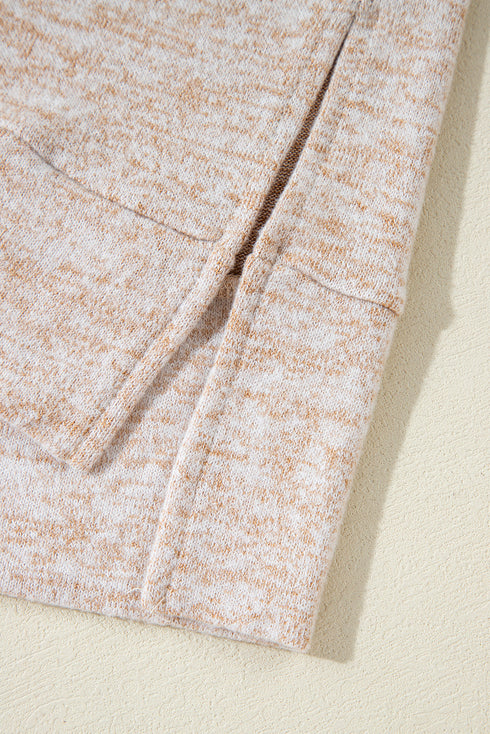 Relaxed Drawstring Cowl Neck Split Hem Long Sleeve Top