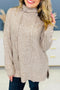 Relaxed Drawstring Cowl Neck Split Hem Long Sleeve Top