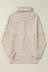 Relaxed Drawstring Cowl Neck Split Hem Long Sleeve Top