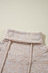 Relaxed Drawstring Cowl Neck Split Hem Long Sleeve Top