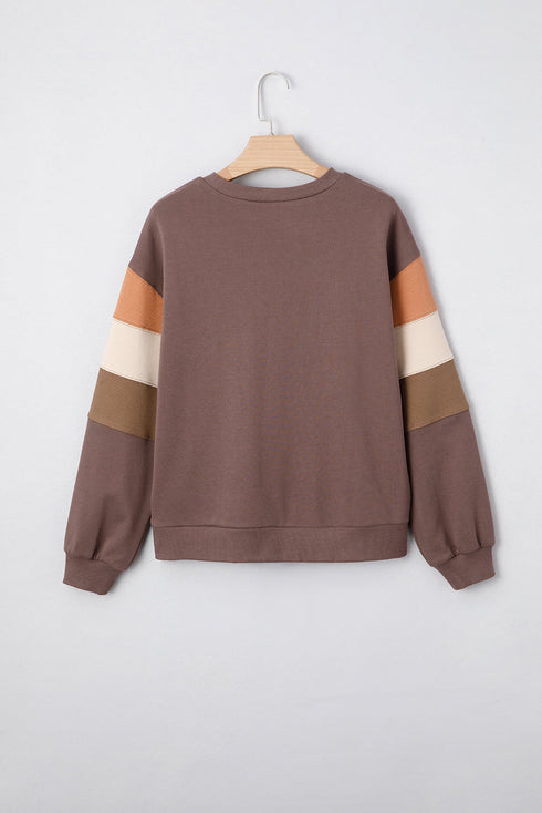 Relaxed Drop Shoulder Color Block Sleeve Pullover Sweatshirt
