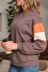 Relaxed Drop Shoulder Color Block Sleeve Pullover Sweatshirt