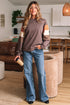 Relaxed Drop Shoulder Color Block Sleeve Pullover Sweatshirt