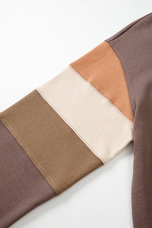 Relaxed Drop Shoulder Color Block Sleeve Pullover Sweatshirt