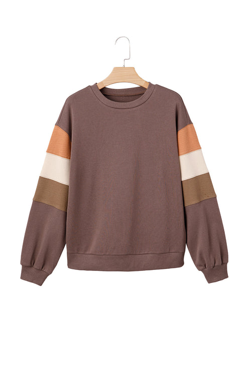 Relaxed Drop Shoulder Color Block Sleeve Pullover Sweatshirt