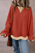 Relaxed Drop Shoulder Contrast Trim Crew Neck Sweatshirt