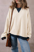 Relaxed Drop Shoulder Contrast Trim Crew Neck Sweatshirt