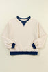 Relaxed Drop Shoulder Contrast Trim Crew Neck Sweatshirt