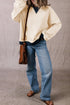 Relaxed Drop Shoulder Contrast Trim Crew Neck Sweatshirt