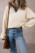 Relaxed Drop Shoulder Contrast Trim Crew Neck Sweatshirt