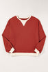 Relaxed Drop Shoulder Contrast Trim Crew Neck Sweatshirt