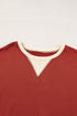 Relaxed Drop Shoulder Contrast Trim Crew Neck Sweatshirt