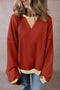 Relaxed Drop Shoulder Contrast Trim Crew Neck Sweatshirt