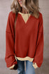 Relaxed Drop Shoulder Contrast Trim Crew Neck Sweatshirt