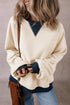 Relaxed Drop Shoulder Contrast Trim Crew Neck Sweatshirt