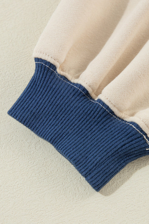Relaxed Drop Shoulder Contrast Trim Crew Neck Sweatshirt