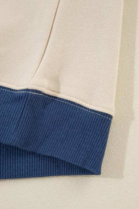 Relaxed Drop Shoulder Contrast Trim Crew Neck Sweatshirt