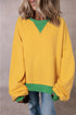 Relaxed Drop Shoulder Contrast Trim Crew Neck Sweatshirt