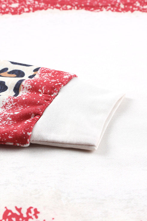 Relaxed Drop Shoulder Leopard Tie Dye Print Sweatshirt