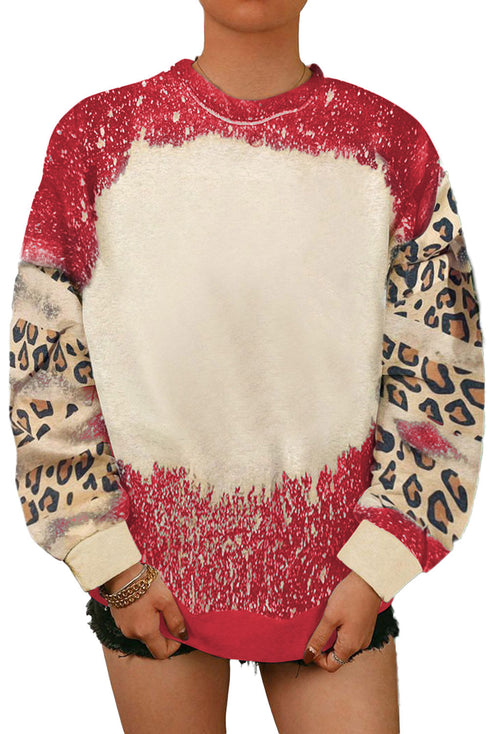 Relaxed Drop Shoulder Leopard Tie Dye Print Sweatshirt