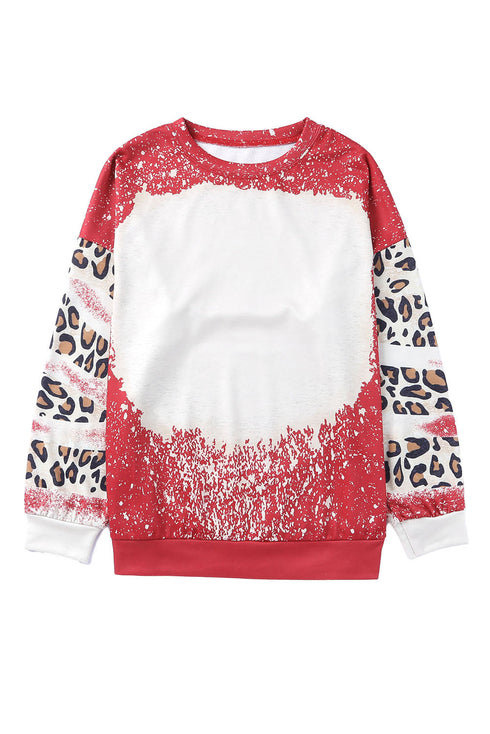 Relaxed Drop Shoulder Leopard Tie Dye Print Sweatshirt