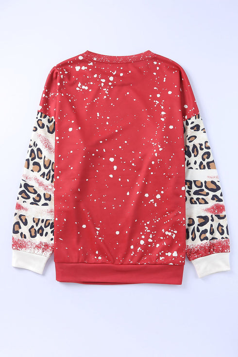 Relaxed Drop Shoulder Leopard Tie Dye Print Sweatshirt