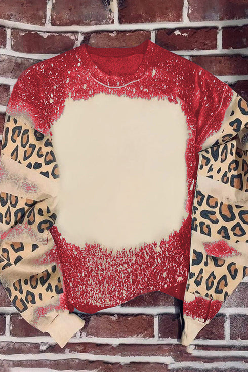 Relaxed Drop Shoulder Leopard Tie Dye Print Sweatshirt