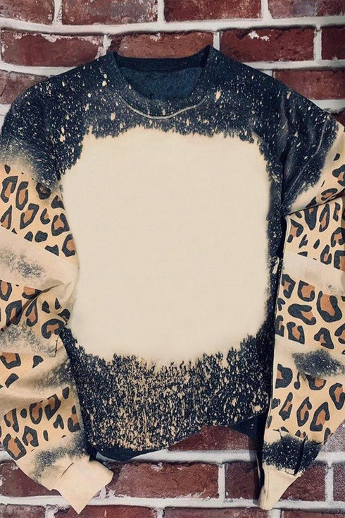 Relaxed Drop Shoulder Leopard Tie Dye Print Sweatshirt