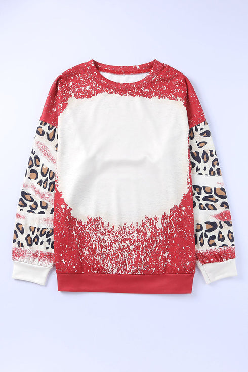 Relaxed Drop Shoulder Leopard Tie Dye Print Sweatshirt