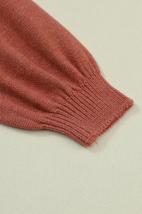 Relaxed Exposed Seam Balloon Sleeve Knit Sweater
