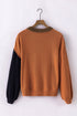 Relaxed Exposed Seam Balloon Sleeve Knit Sweater