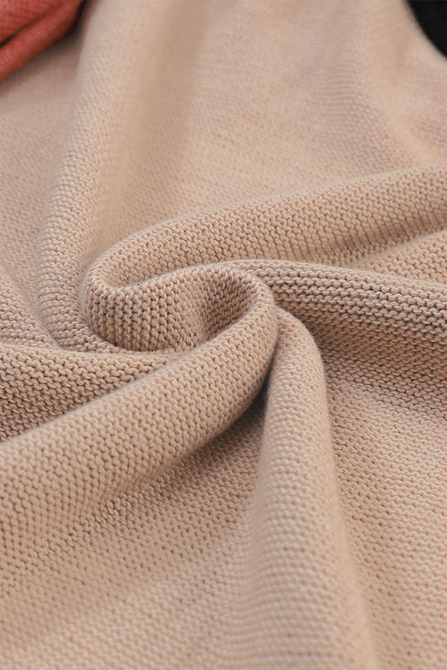 Relaxed Exposed Seam Balloon Sleeve Knit Sweater