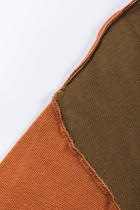Relaxed Exposed Seam Balloon Sleeve Knit Sweater