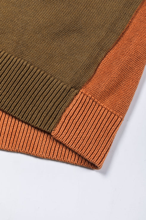 Relaxed Exposed Seam Balloon Sleeve Knit Sweater