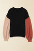 Relaxed Exposed Seam Balloon Sleeve Knit Sweater