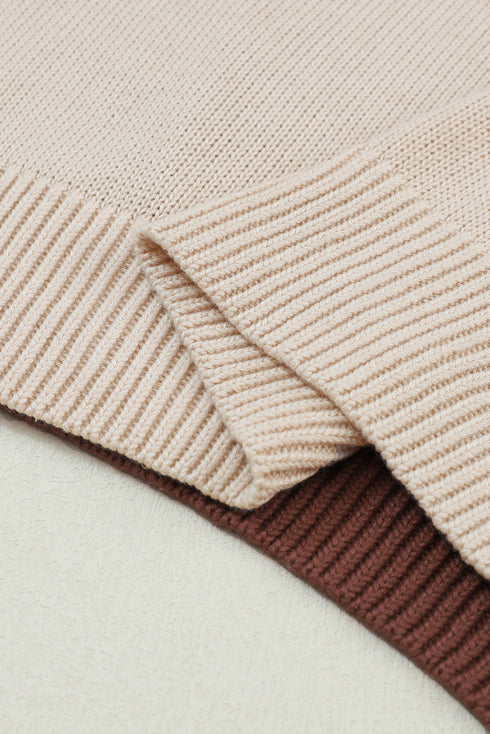 Relaxed Exposed Seam Balloon Sleeve Knit Sweater