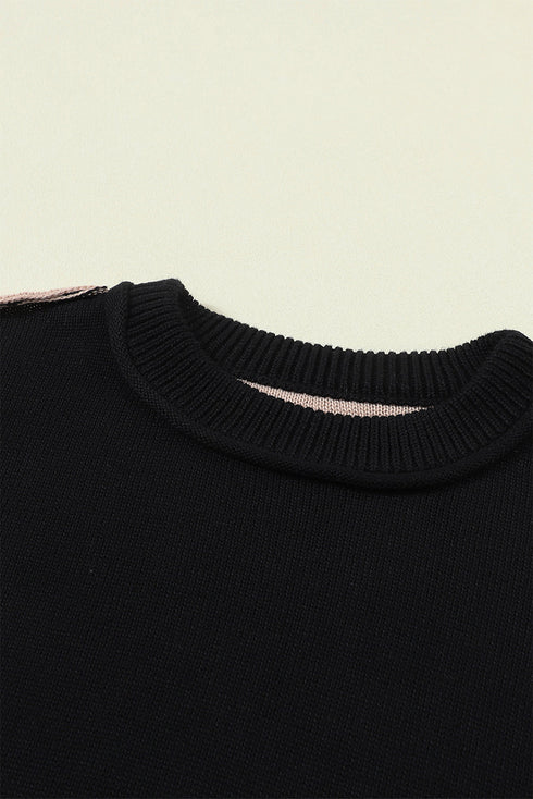 Relaxed Exposed Seam Balloon Sleeve Knit Sweater