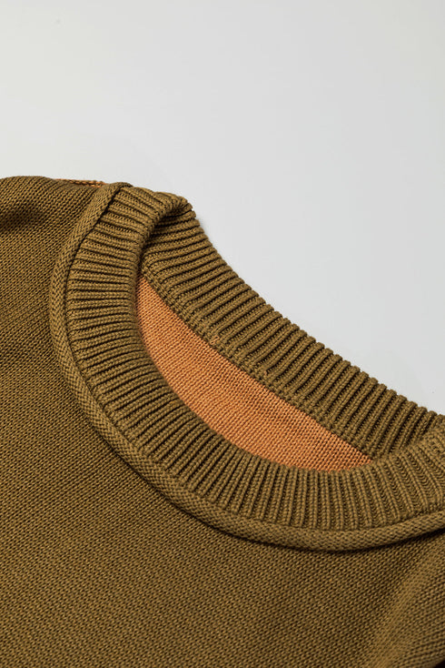 Relaxed Exposed Seam Balloon Sleeve Knit Sweater