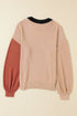 Relaxed Exposed Seam Balloon Sleeve Knit Sweater