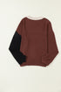 Relaxed Exposed Seam Balloon Sleeve Knit Sweater