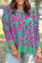 Relaxed Fit Abstract Animal Pattern Knit Sweater