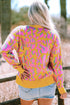 Relaxed Fit Abstract Animal Pattern Knit Sweater