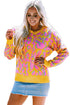 Relaxed Fit Abstract Animal Pattern Knit Sweater
