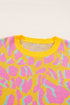 Relaxed Fit Abstract Animal Pattern Knit Sweater